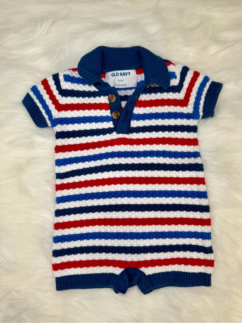 Old Navy Red, White & Blue Striped Knit Baby One-Piece